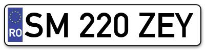 Placuta inmatriculare numar auto  SM-220-ZEY, SM 220 ZEY, SM220ZEY