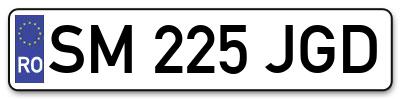 Placuta inmatriculare numar auto  SM-225-JGD, SM 225 JGD, SM225JGD