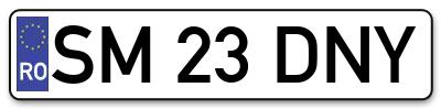 Placuta inmatriculare numar auto  SM-23-DNY, SM 23 DNY, SM23DNY
