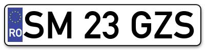 Placuta inmatriculare numar auto  SM-23-GZS, SM 23 GZS, SM23GZS