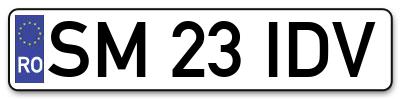 Placuta inmatriculare numar auto  SM-23-IDV, SM 23 IDV, SM23IDV