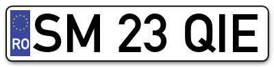 Placuta inmatriculare numar auto  SM-23-QIE, SM 23 QIE, SM23QIE