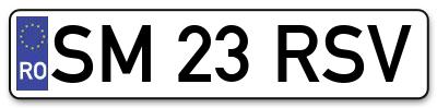 Placuta inmatriculare numar auto  SM-23-RSV, SM 23 RSV, SM23RSV