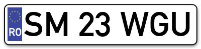 Placuta inmatriculare numar auto  SM-23-WGU, SM 23 WGU, SM23WGU