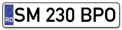 Placuta inmatriculare numar auto  SM-230-BPO, SM 230 BPO, SM230BPO