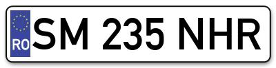 Placuta inmatriculare numar auto  SM-235-NHR, SM 235 NHR, SM235NHR