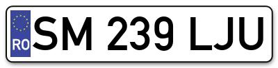 Placuta inmatriculare numar auto  SM-239-LJU, SM 239 LJU, SM239LJU