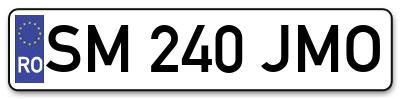 Placuta inmatriculare numar auto  SM-240-JMO, SM 240 JMO, SM240JMO