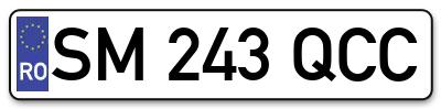 Placuta inmatriculare numar auto  SM-243-QCC, SM 243 QCC, SM243QCC