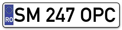 Placuta inmatriculare numar auto  SM-247-OPC, SM 247 OPC, SM247OPC