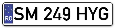 Placuta inmatriculare numar auto  SM-249-HYG, SM 249 HYG, SM249HYG