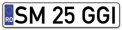 Placuta inmatriculare numar auto  SM-25-GGI, SM 25 GGI, SM25GGI