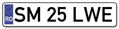 Placuta inmatriculare numar auto  SM-25-LWE, SM 25 LWE, SM25LWE