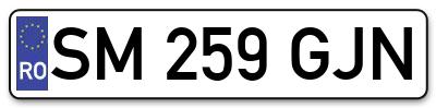 Placuta inmatriculare numar auto  SM-259-GJN, SM 259 GJN, SM259GJN