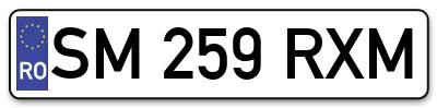 Placuta inmatriculare numar auto  SM-259-RXM, SM 259 RXM, SM259RXM