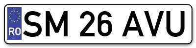 Placuta inmatriculare numar auto  SM-26-AVU, SM 26 AVU, SM26AVU