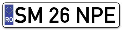 Placuta inmatriculare numar auto  SM-26-NPE, SM 26 NPE, SM26NPE