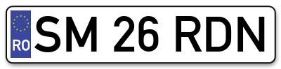 Placuta inmatriculare numar auto  SM-26-RDN, SM 26 RDN, SM26RDN