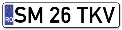Placuta inmatriculare numar auto  SM-26-TKV, SM 26 TKV, SM26TKV