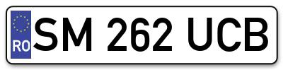 Placuta inmatriculare numar auto  SM-262-UCB, SM 262 UCB, SM262UCB