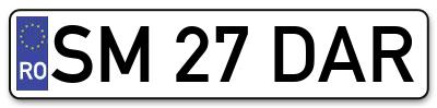 Placuta inmatriculare numar auto  SM-27-DAR, SM 27 DAR, SM27DAR