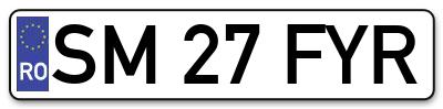 Placuta inmatriculare numar auto  SM-27-FYR, SM 27 FYR, SM27FYR
