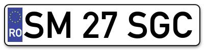 Placuta inmatriculare numar auto  SM-27-SGC, SM 27 SGC, SM27SGC