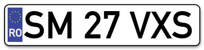 Placuta inmatriculare numar auto  SM-27-VXS, SM 27 VXS, SM27VXS
