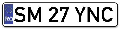 Placuta inmatriculare numar auto  SM-27-YNC, SM 27 YNC, SM27YNC