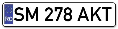 Placuta inmatriculare numar auto  SM-278-AKT, SM 278 AKT, SM278AKT