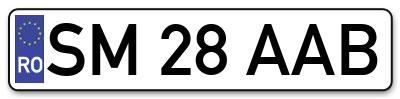 Placuta inmatriculare numar auto  SM-28-AAB, SM 28 AAB, SM28AAB