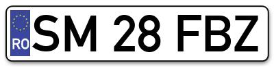 Placuta inmatriculare numar auto  SM-28-FBZ, SM 28 FBZ, SM28FBZ