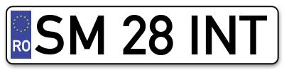 Placuta inmatriculare numar auto  SM-28-INT, SM 28 INT, SM28INT