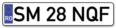 Placuta inmatriculare numar auto  SM-28-NQF, SM 28 NQF, SM28NQF