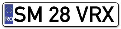 Placuta inmatriculare numar auto  SM-28-VRX, SM 28 VRX, SM28VRX