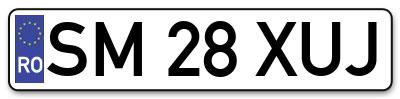 Placuta inmatriculare numar auto  SM-28-XUJ, SM 28 XUJ, SM28XUJ