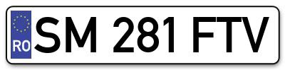 Placuta inmatriculare numar auto  SM-281-FTV, SM 281 FTV, SM281FTV
