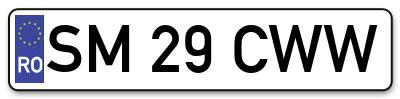 Placuta inmatriculare numar auto  SM-29-CWW, SM 29 CWW, SM29CWW