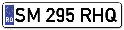 Placuta inmatriculare numar auto  SM-295-RHQ, SM 295 RHQ, SM295RHQ
