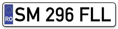 Placuta inmatriculare numar auto  SM-296-FLL, SM 296 FLL, SM296FLL