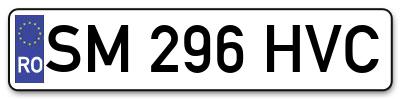 Placuta inmatriculare numar auto  SM-296-HVC, SM 296 HVC, SM296HVC