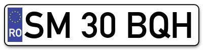 Placuta inmatriculare numar auto  SM-30-BQH, SM 30 BQH, SM30BQH