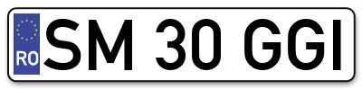 Placuta inmatriculare numar auto  SM-30-GGI, SM 30 GGI, SM30GGI