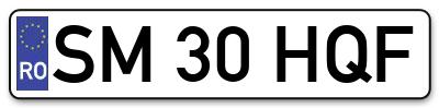 Placuta inmatriculare numar auto  SM-30-HQF, SM 30 HQF, SM30HQF