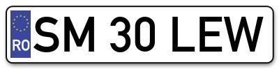 Placuta inmatriculare numar auto  SM-30-LEW, SM 30 LEW, SM30LEW