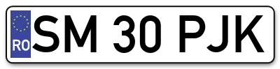 Placuta inmatriculare numar auto  SM-30-PJK, SM 30 PJK, SM30PJK