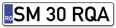 Placuta inmatriculare numar auto  SM-30-RQA, SM 30 RQA, SM30RQA