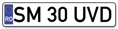 Placuta inmatriculare numar auto  SM-30-UVD, SM 30 UVD, SM30UVD