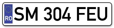 Placuta inmatriculare numar auto  SM-304-FEU, SM 304 FEU, SM304FEU