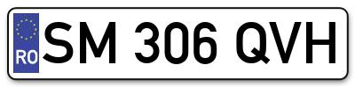 Placuta inmatriculare numar auto  SM-306-QVH, SM 306 QVH, SM306QVH